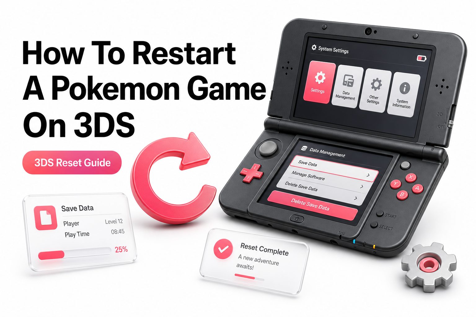 Nintendo 3DS showing a Pokemon game restart screen